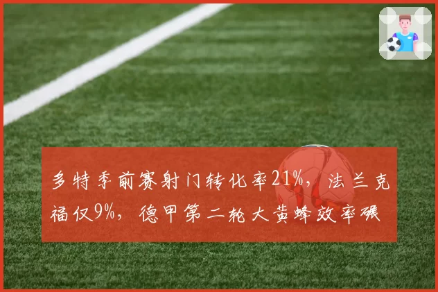 多特季前赛射门转化率21%，法兰克福仅9%，德甲第二轮大黄蜂效率碾压预示排名分水岭